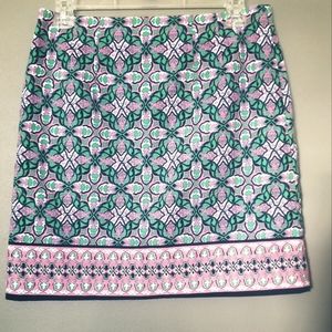 Talbots Petites 4P Lined Floral Skirt Green Pink